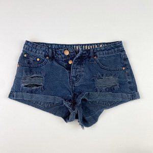 Cotton On Black Frayed Mid-Rise Shorts | Size 4
